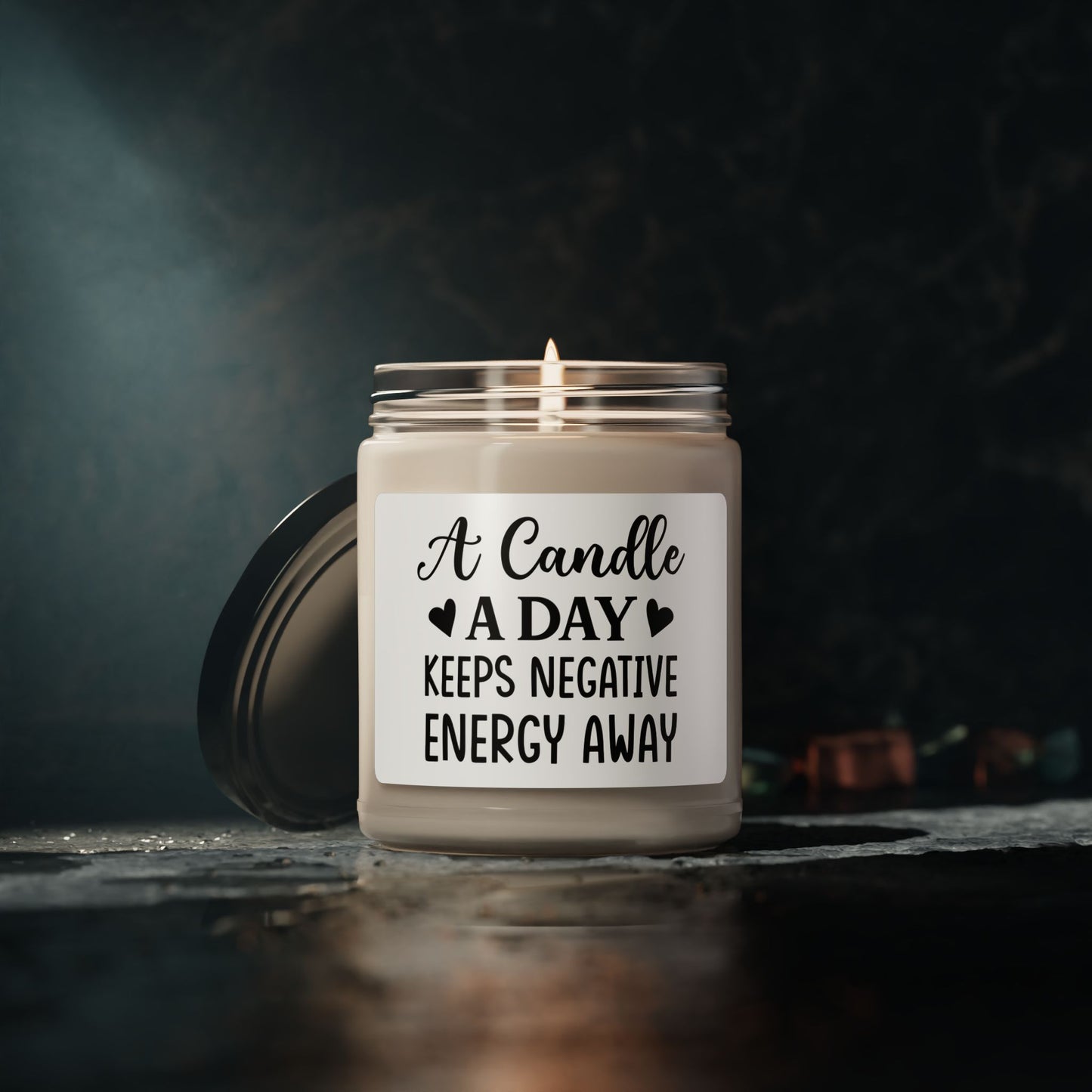 Scented Soy Candle with Positive Energy Quote | Relaxation & Mindfulness Decor