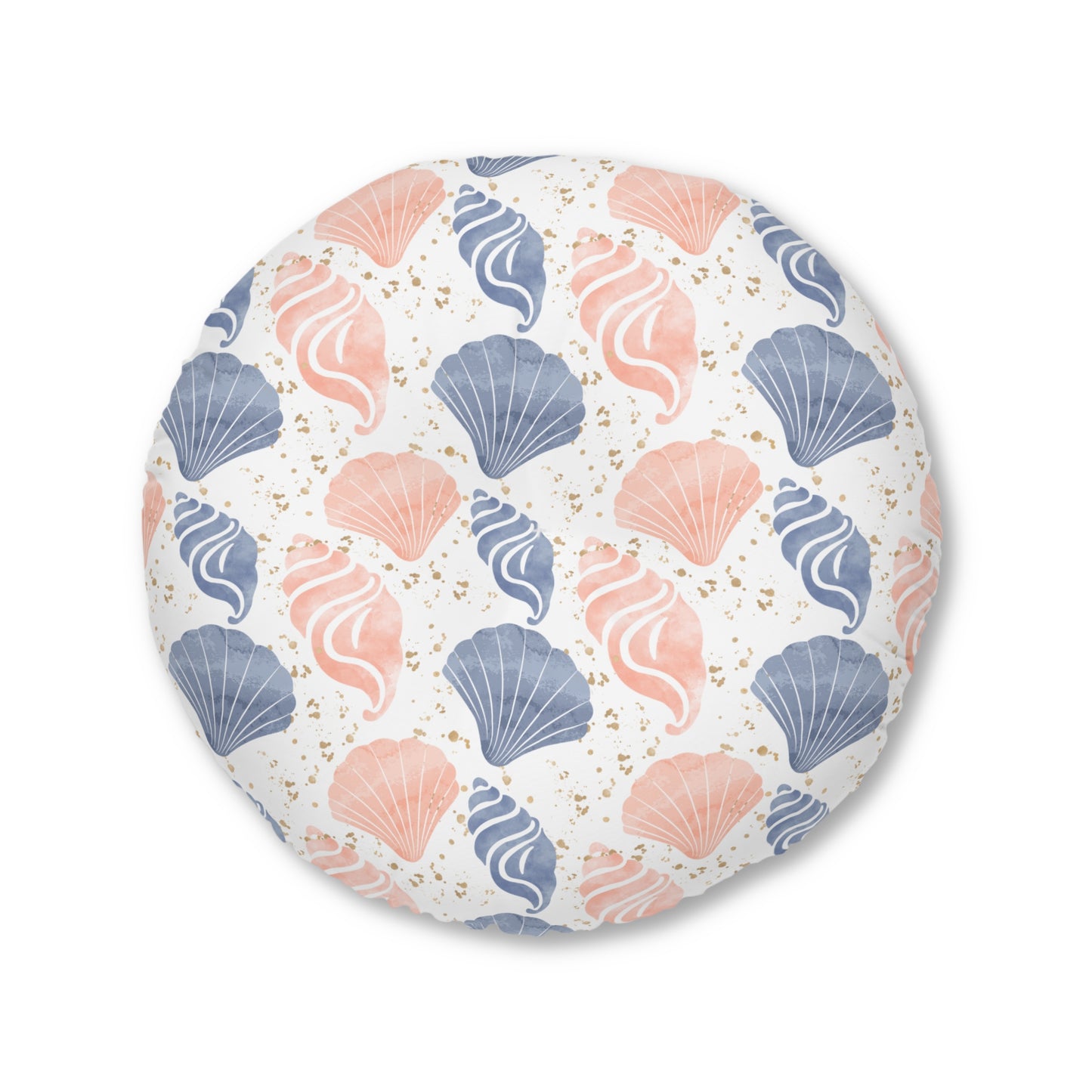Beach Shells Tufted Floor Pillow – Coastal Nautical Throw Cushion, Summer Vibes Home Decor
