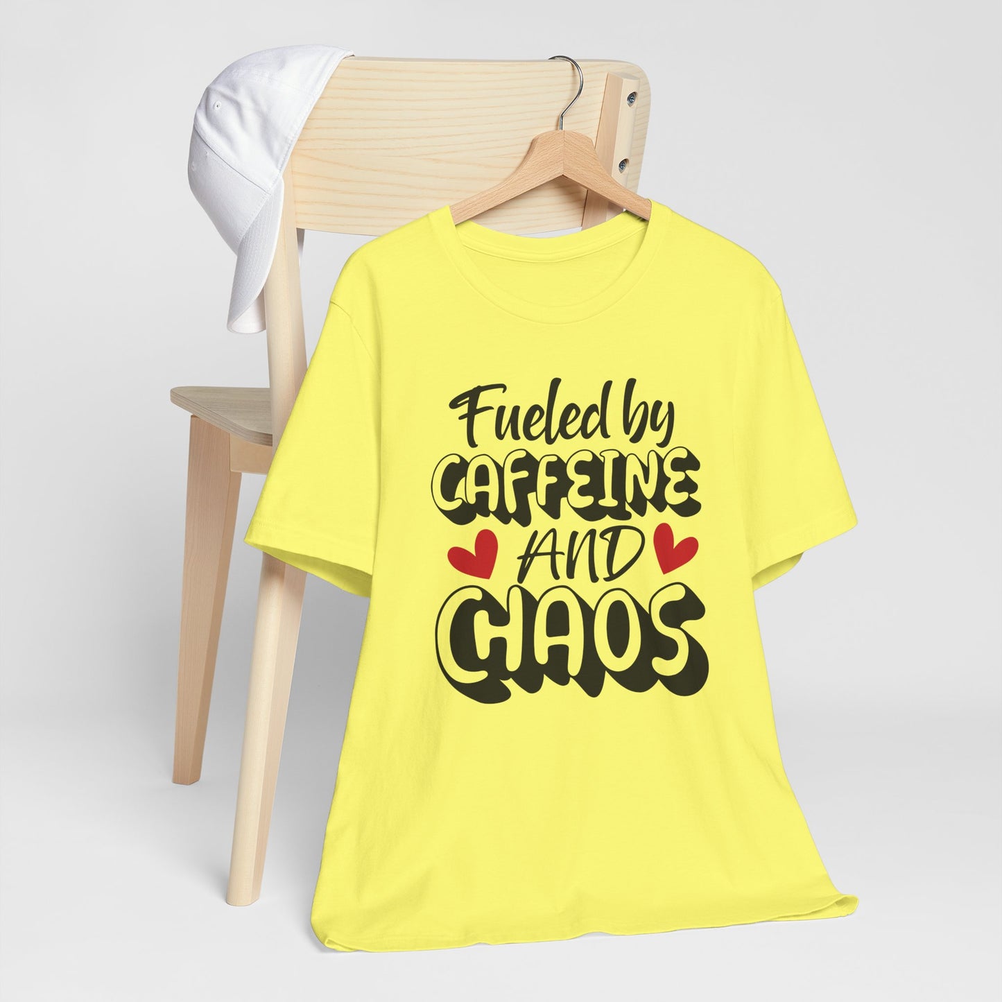 Fueled by Caffeine and Chaos T-Shirt – Funny Coffee Lover Tee