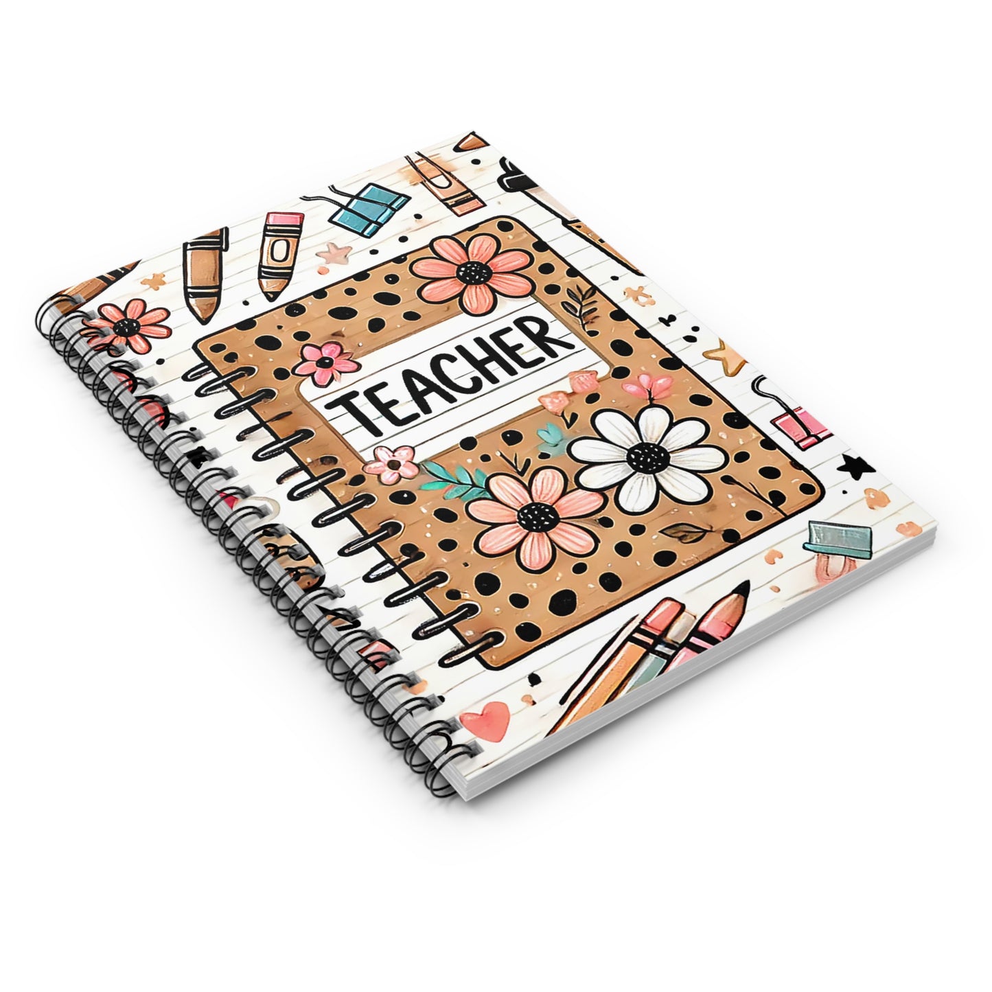 Teacher Spiral Notebook - Cute Floral Design for Educators