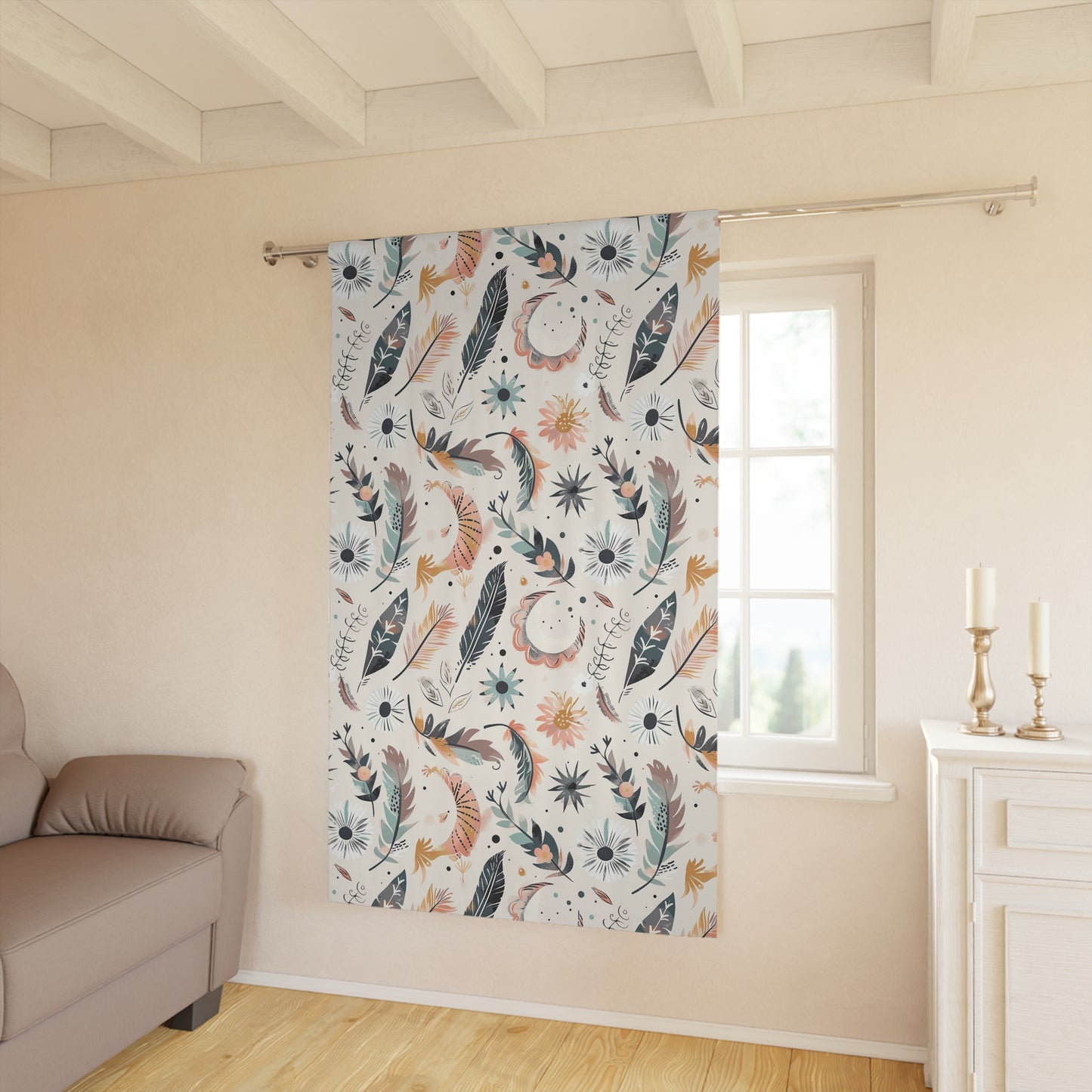 Boho Floral Window Curtains