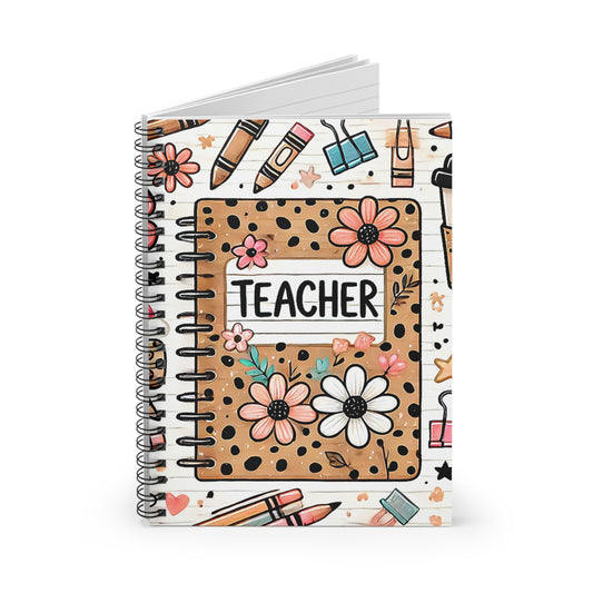 Teacher Spiral Notebook - Cute Floral Design for Educators