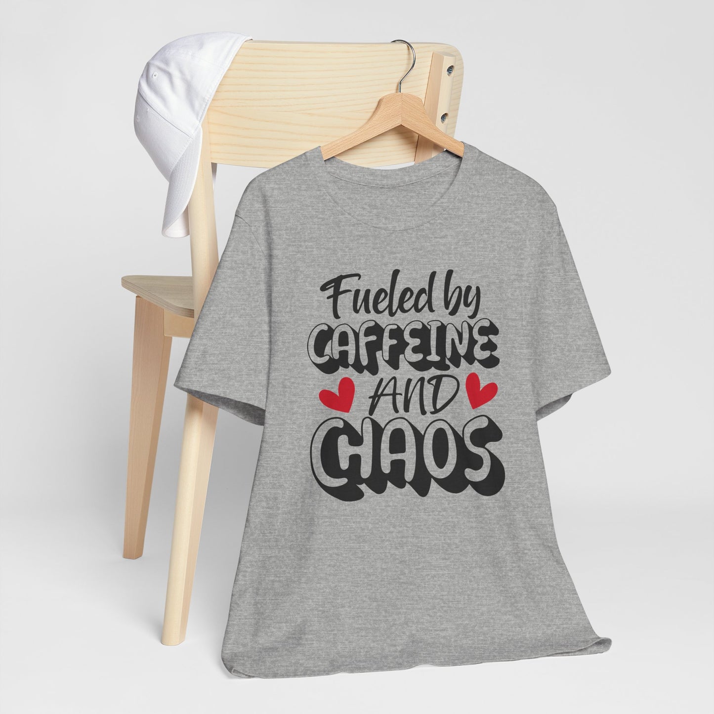 Fueled by Caffeine and Chaos T-Shirt – Funny Coffee Lover Tee