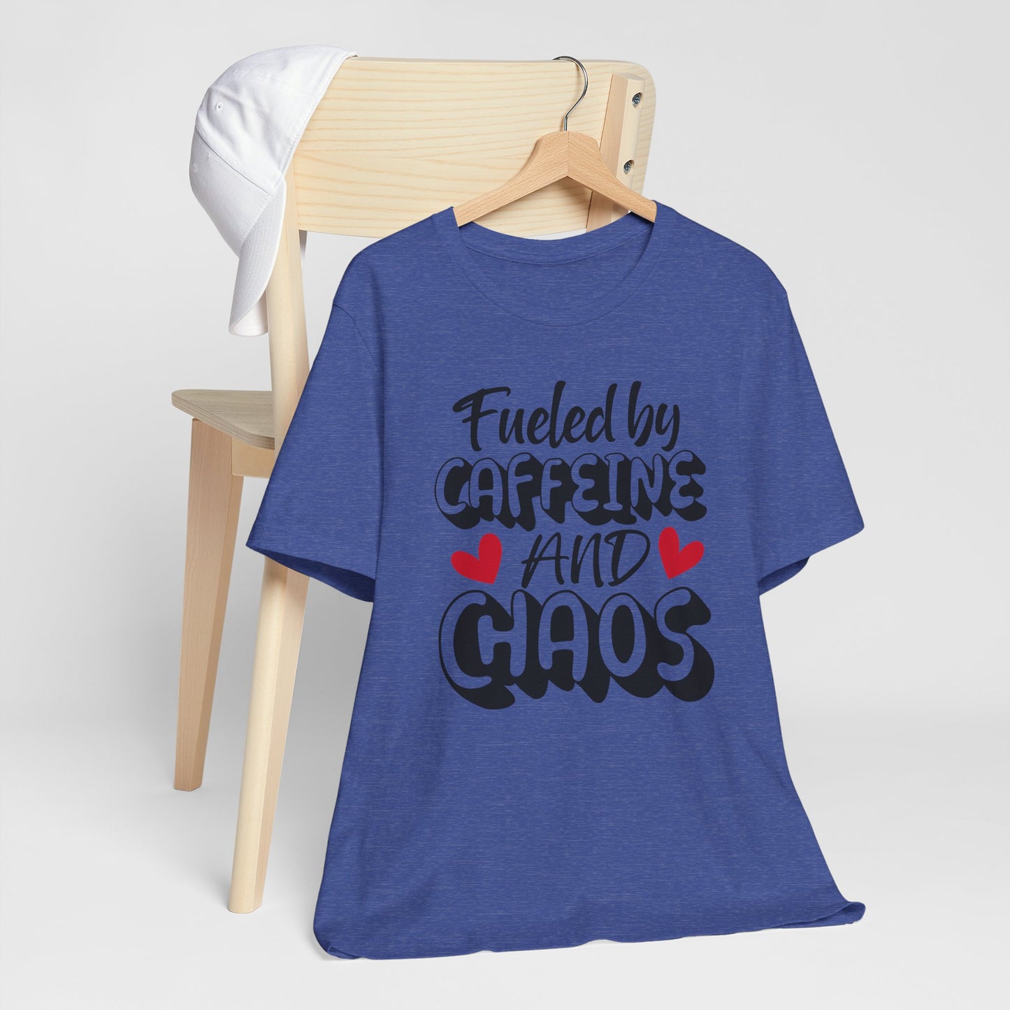 Fueled by Caffeine and Chaos T-Shirt – Funny Coffee Lover Tee