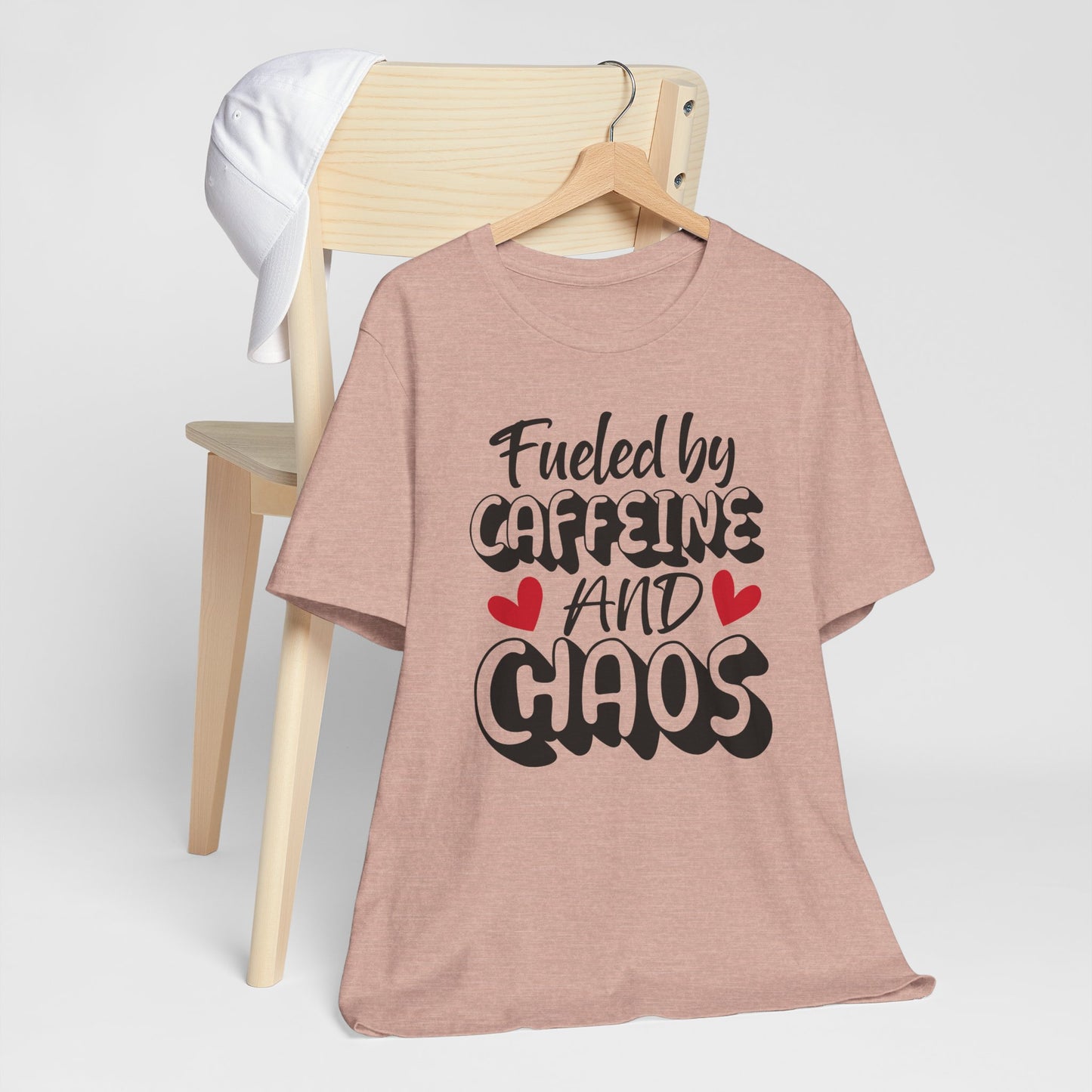 Fueled by Caffeine and Chaos T-Shirt – Funny Coffee Lover Tee