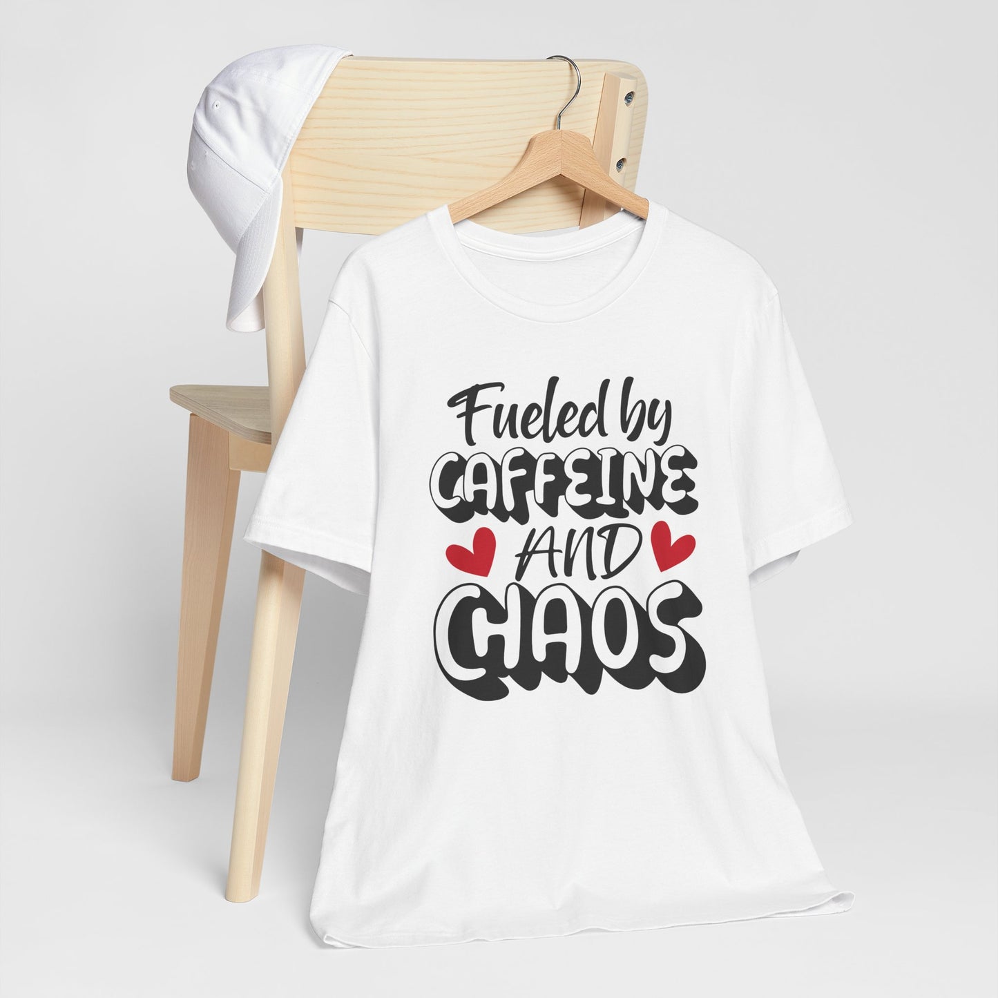 Fueled by Caffeine and Chaos T-Shirt – Funny Coffee Lover Tee