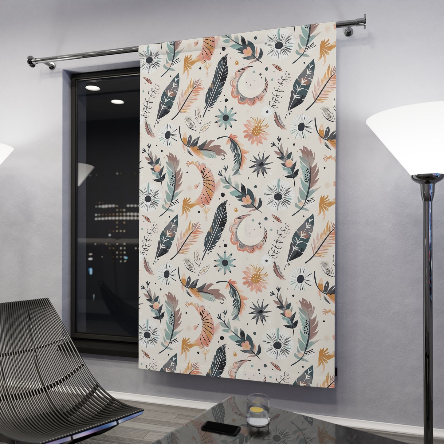 Boho Floral Window Curtains