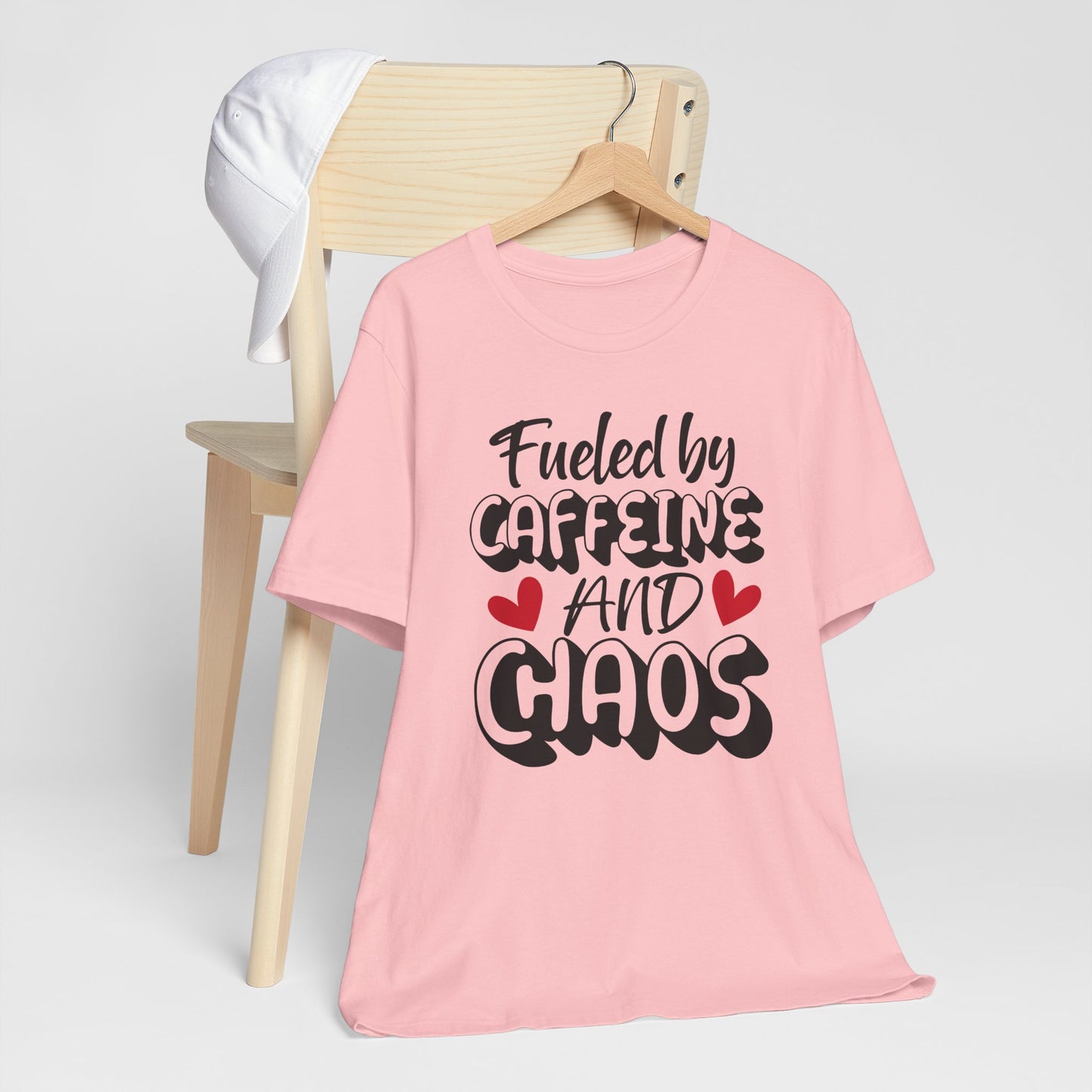 Fueled by Caffeine and Chaos T-Shirt – Funny Coffee Lover Tee