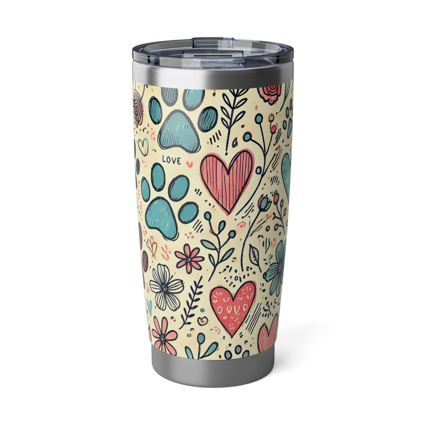 Vibrant Pet Lover’s Tumbler | Cute Paw Print Travel Mug