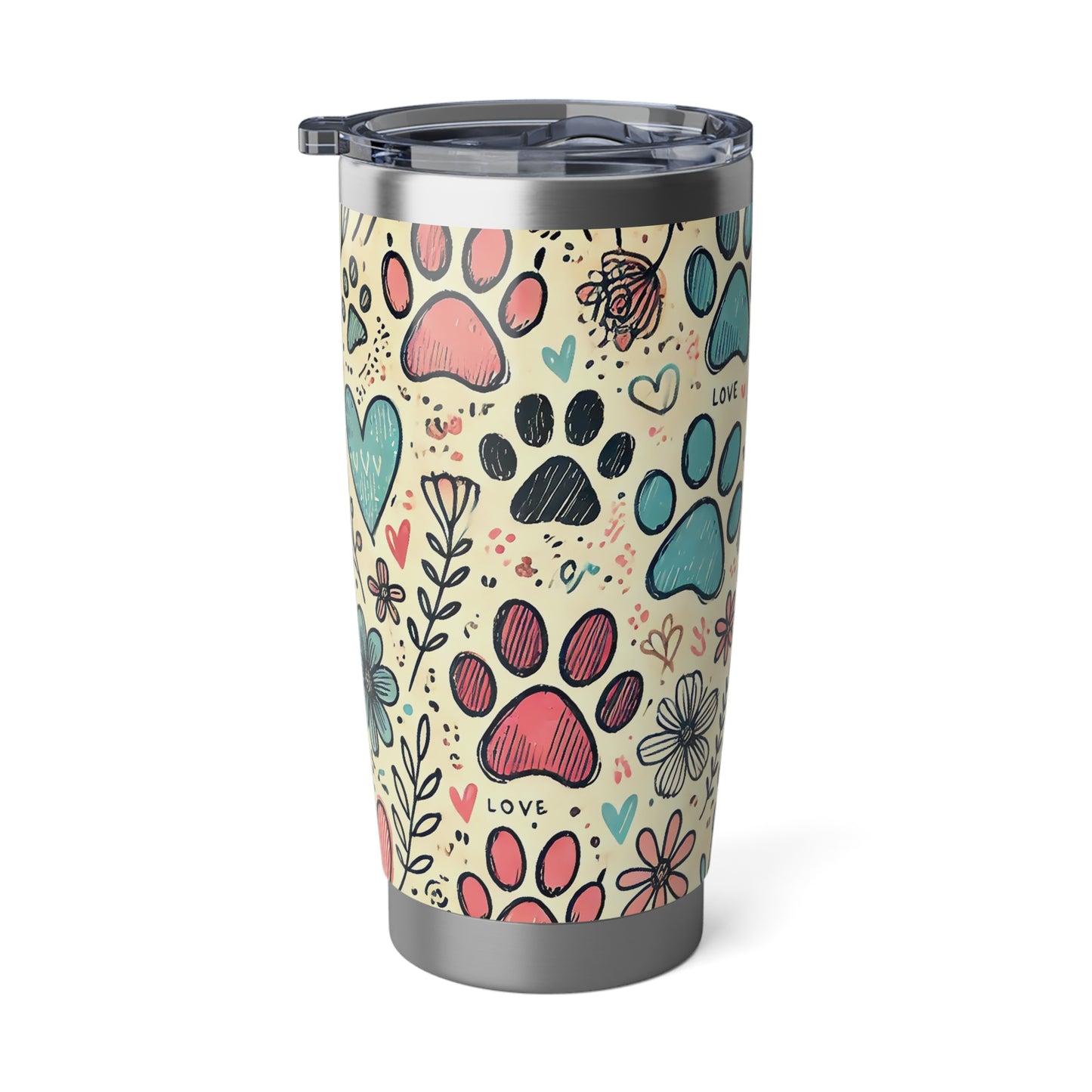 Vibrant Pet Lover’s Tumbler | Cute Paw Print Travel Mug