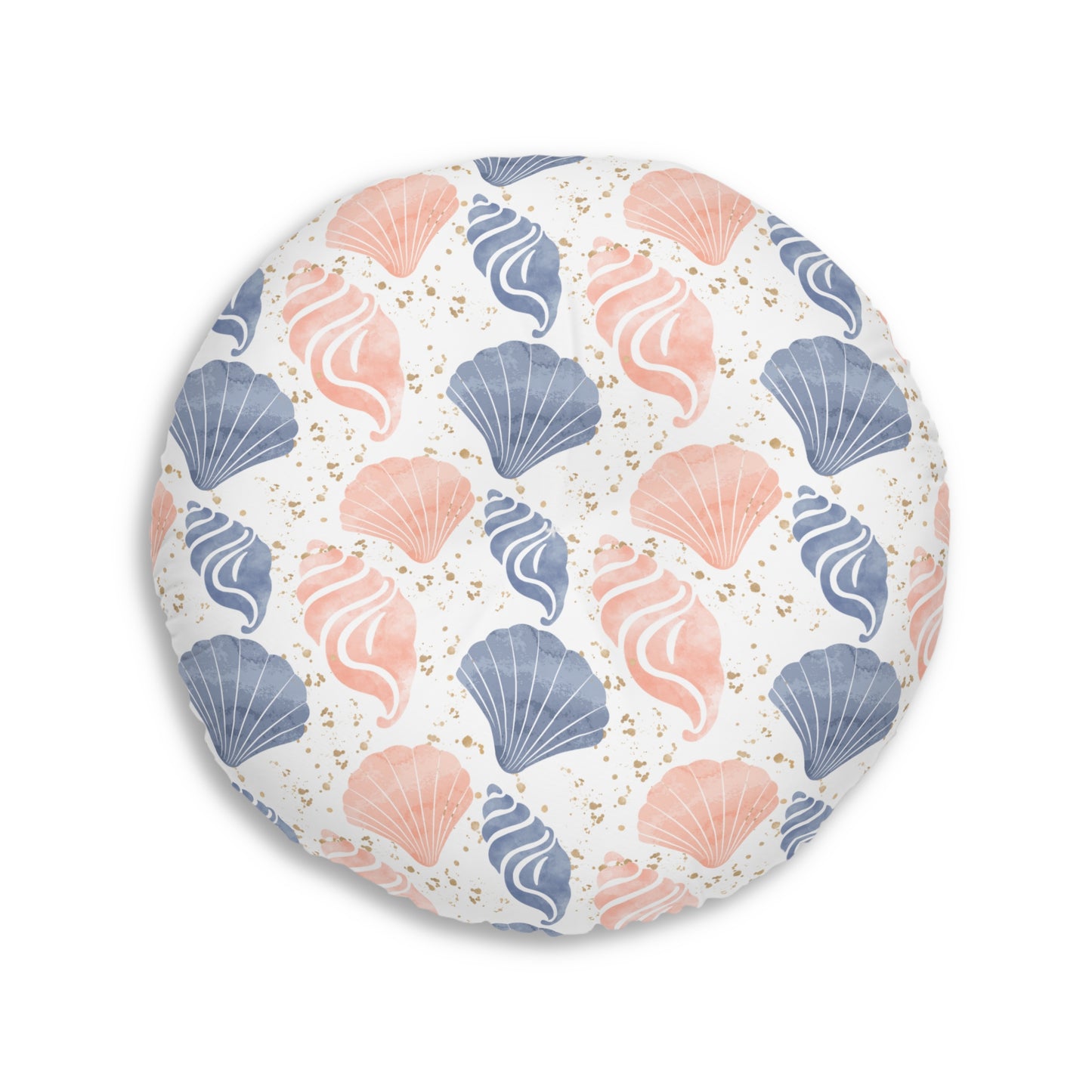 Beach Shells Tufted Floor Pillow – Coastal Nautical Throw Cushion, Summer Vibes Home Decor