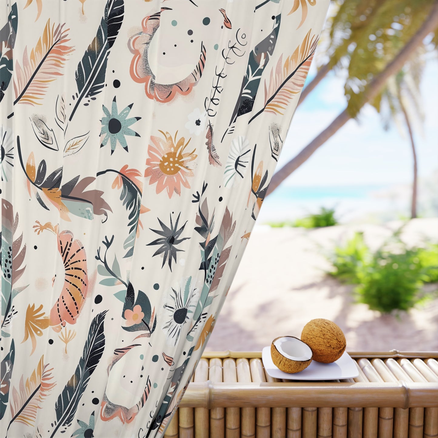Boho Floral Window Curtains