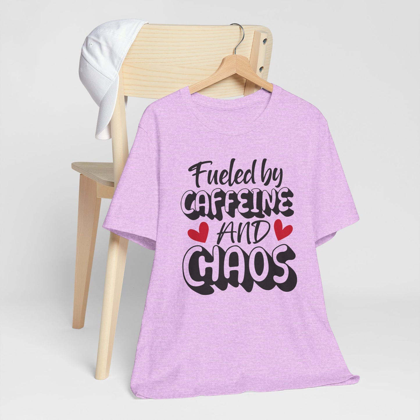 Fueled by Caffeine and Chaos T-Shirt – Funny Coffee Lover Tee