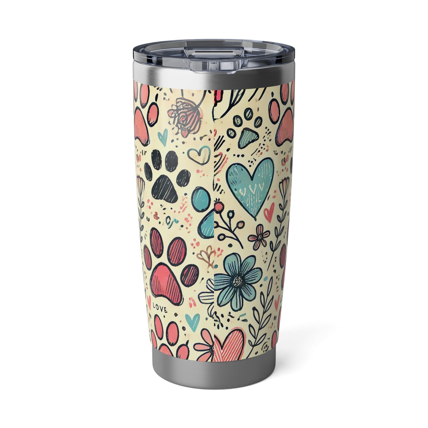 Vibrant Pet Lover’s Tumbler | Cute Paw Print Travel Mug