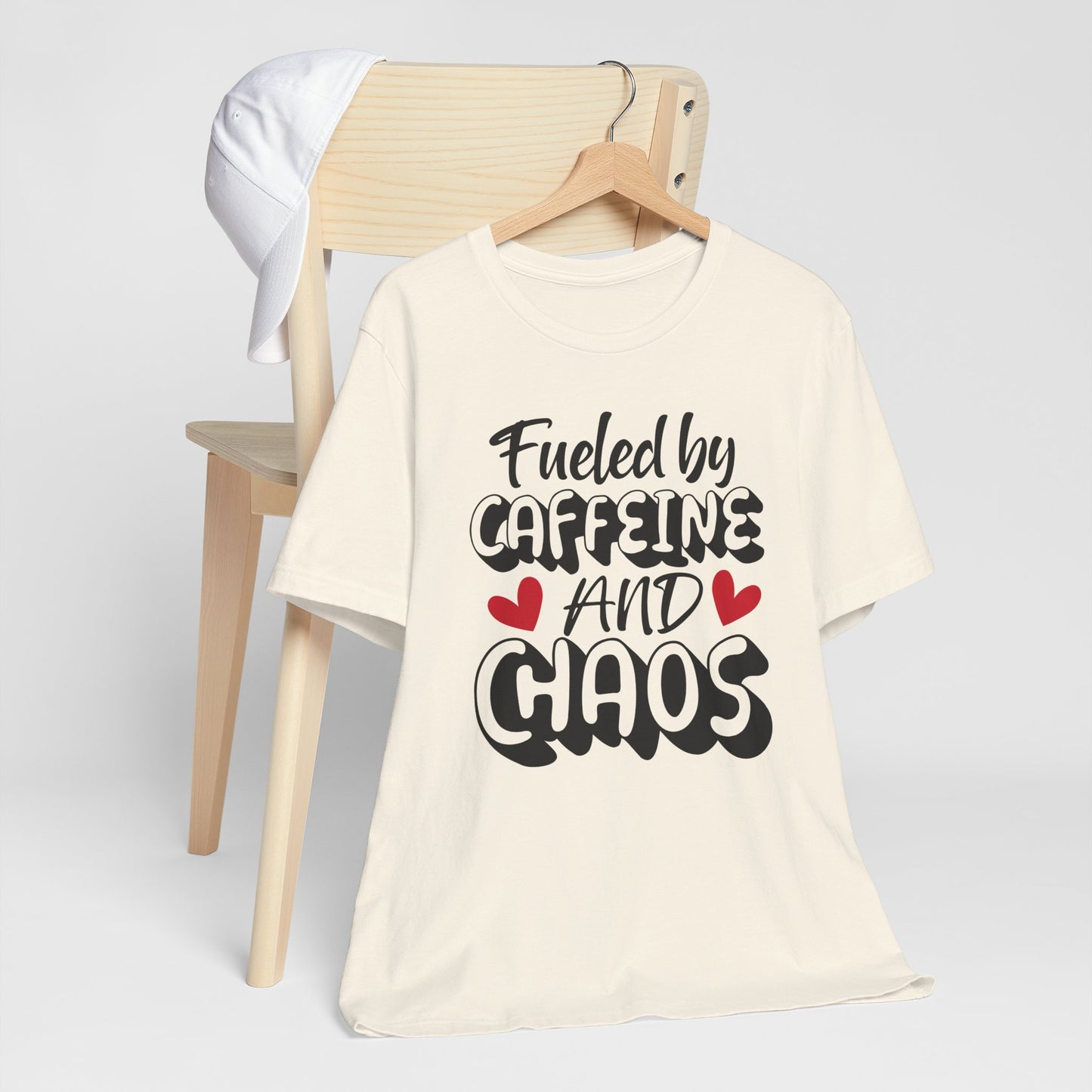 Fueled by Caffeine and Chaos T-Shirt – Funny Coffee Lover Tee
