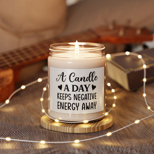 Scented Soy Candle with Positive Energy Quote | Relaxation & Mindfulness Decor