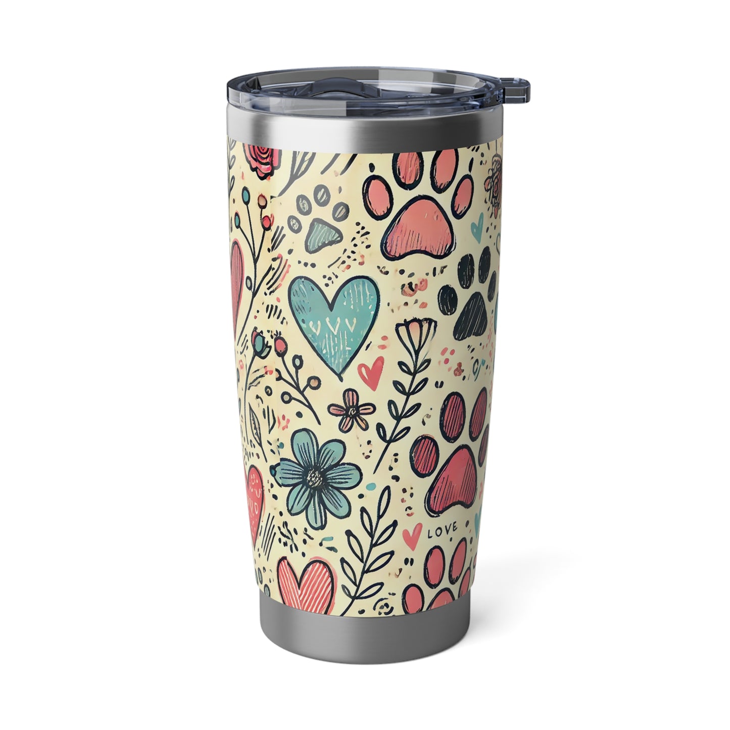 Vibrant Pet Lover’s Tumbler | Cute Paw Print Travel Mug