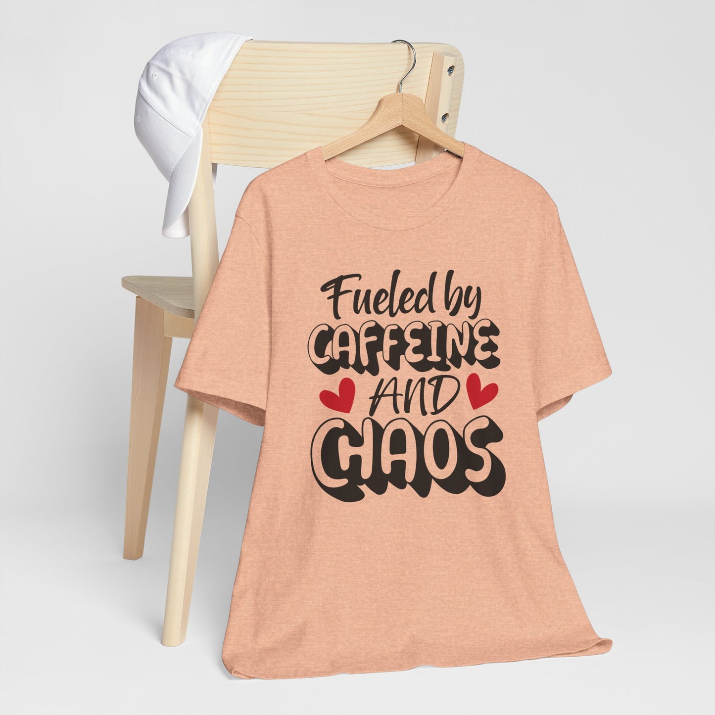 Fueled by Caffeine and Chaos T-Shirt – Funny Coffee Lover Tee