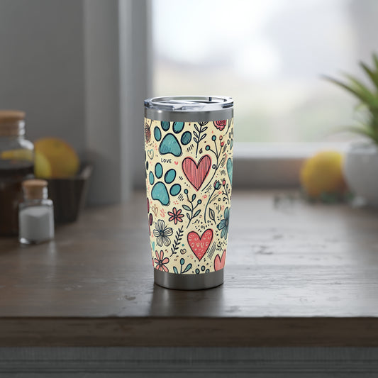 Vibrant Pet Lover’s Tumbler | Cute Paw Print Travel Mug