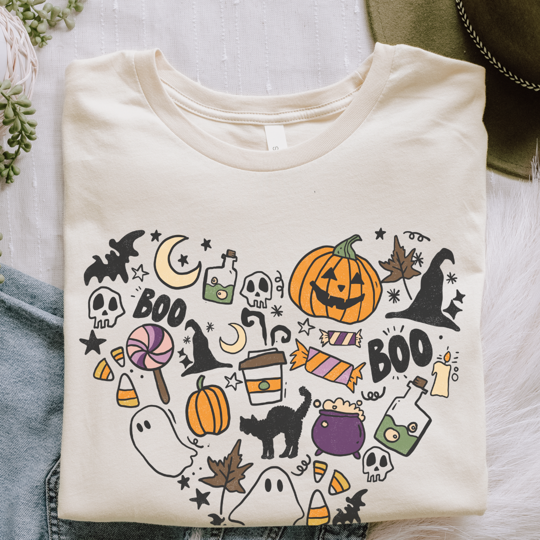 Halloween Heart Graphic Tee – Spooky Cute Fall Shirt
