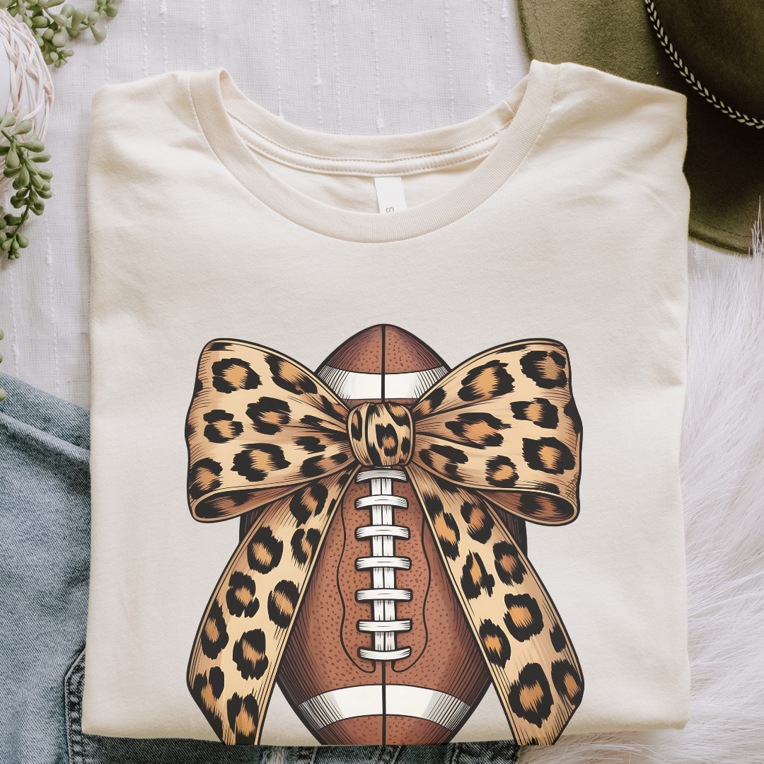 Leopard Bow Football T-Shirt – Cute Game Day Outfit