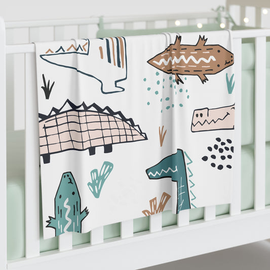 Dinosaur Baby Swaddle Blanket | Cute Infant Blanket for Boys & Newborn Gift