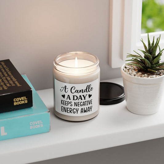 Scented Soy Candle with Positive Energy Quote | Relaxation & Mindfulness Decor