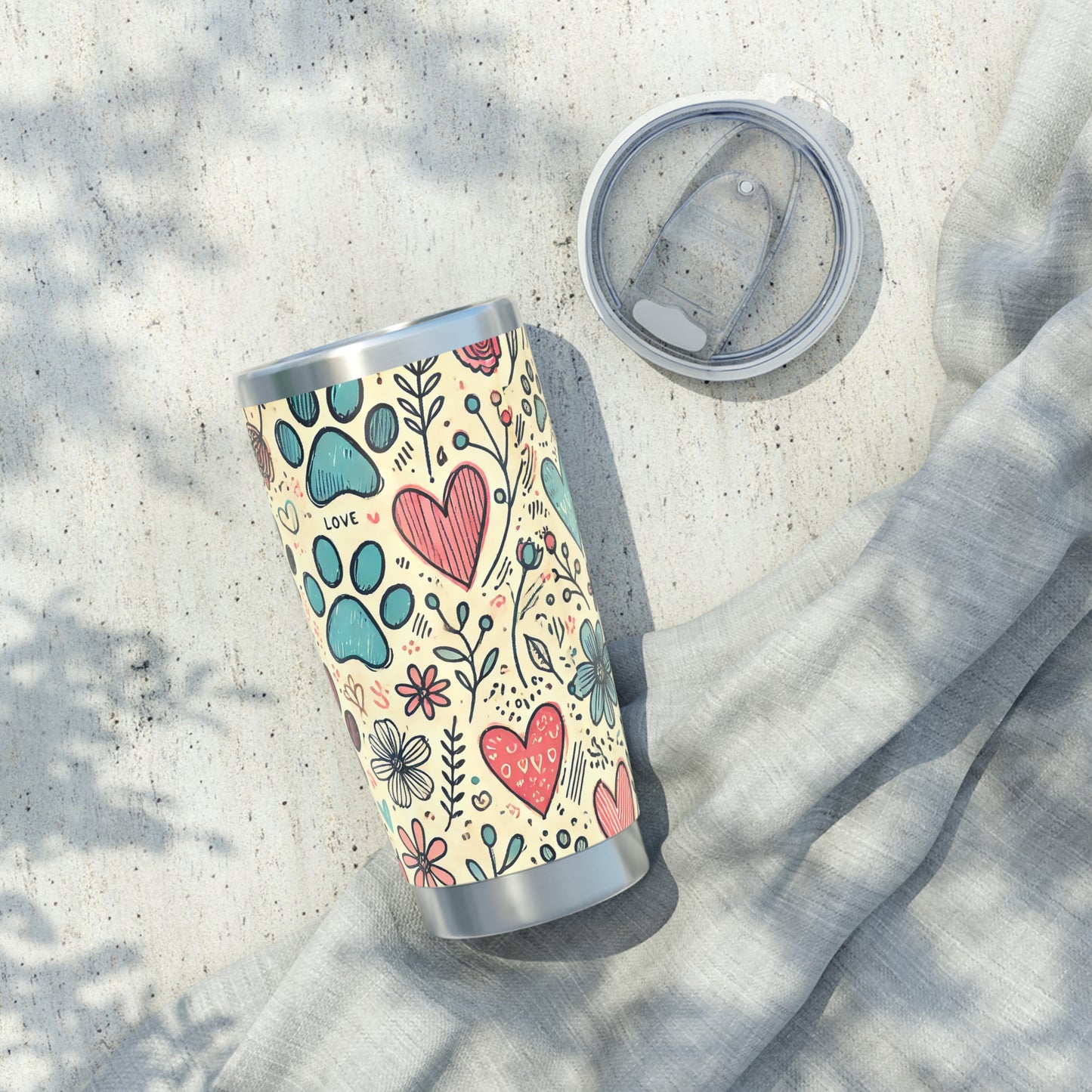 Vibrant Pet Lover’s Tumbler | Cute Paw Print Travel Mug