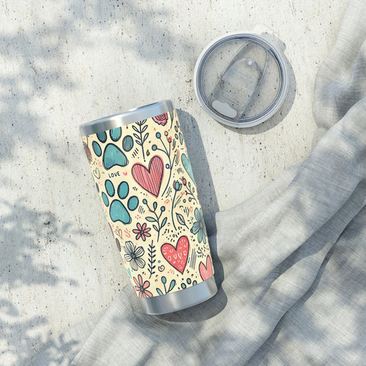Vibrant Pet Lover’s Tumbler | Cute Paw Print Travel Mug