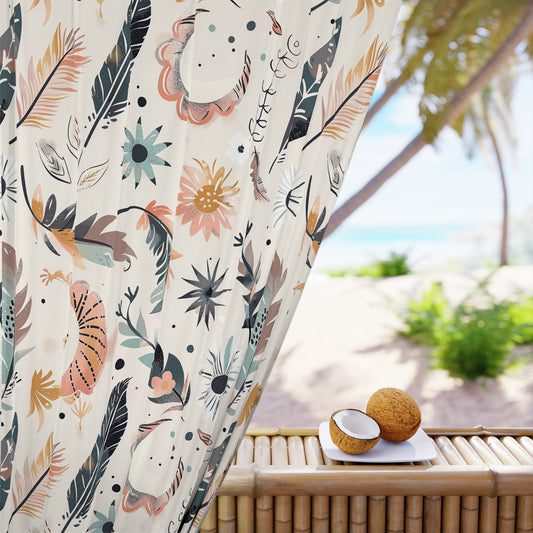 Boho Floral Window Curtains