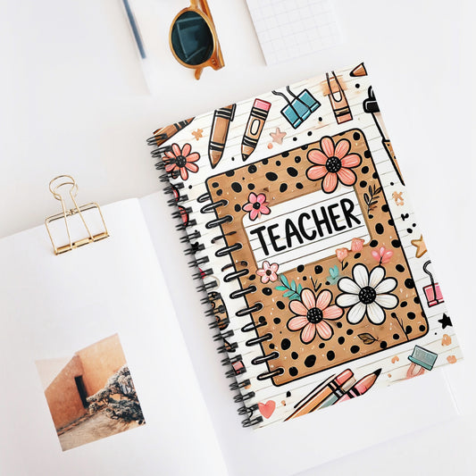 Teacher Spiral Notebook - Cute Floral Design for Educators