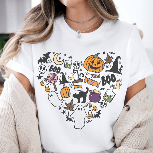 Halloween Heart Graphic Tee – Spooky Cute Fall Shirt